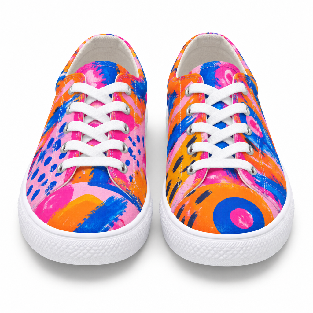 Pair of low-top canvas sneakers with pop-art paintwork